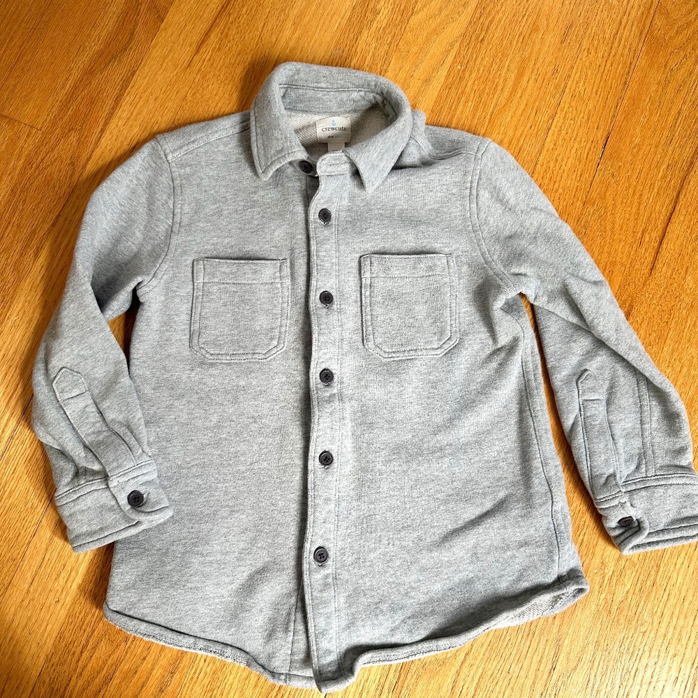 J. Crew Crewcuts Kid’s Button Up Sweatshirt Grey Size 6-7